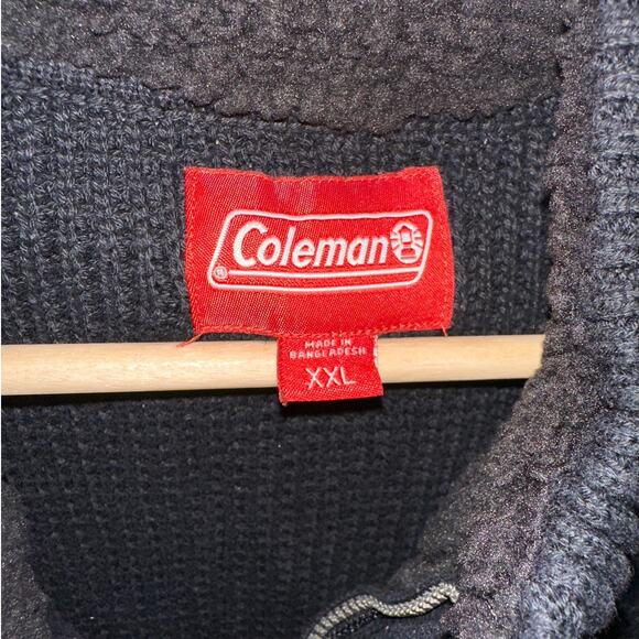 Coleman Outdoor Men’s 1/4 Zip Cotton Knit Sweater Faux Fur Collar Black Size XXL - Picture 5 of 10